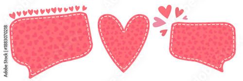 Pink Valentines day speech bubble with hearts. Valentines day banner, poster, social media post layout, quiz backdrop, square banner design template set. abstract pink love shape