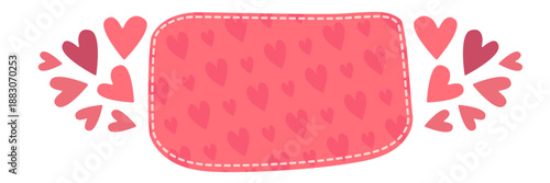 Pink Valentines day speech bubble with hearts. Valentines day banner, poster, social media post layout, quiz backdrop, square banner design template set. abstract pink love shape