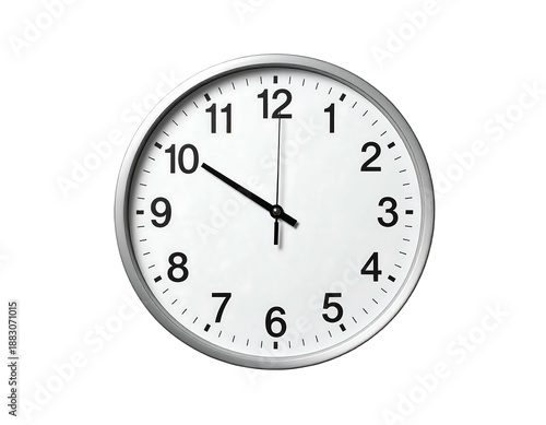 Round wall clock with white face and silver frame shows 1000