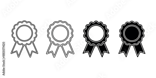 Award ribbon badge icon set vector illustration of quality guarantee certificate medal and achievement symbol collection for web application interface