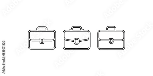 Briefcase vector flat design illustration set. portfolio with documentation icon. businessman's accessory, men's bag with money and documents symbol