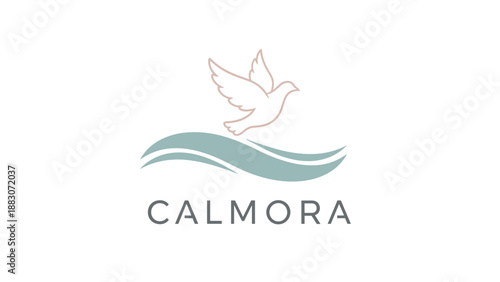 Calmora Logo with Dove and Wave.
