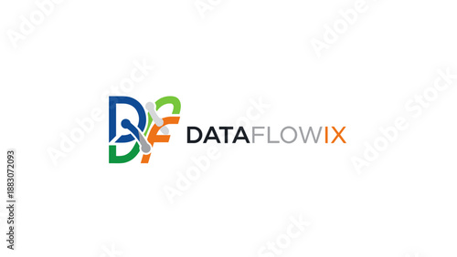 Dataflowix Logo with Colored Lettering Design.