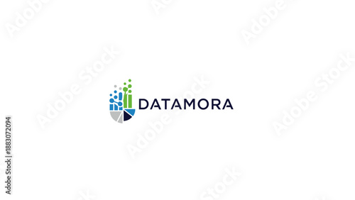 Datamora Logo Design with Colored Dots.