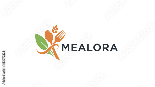 Mealora Logo with Fork and Vegetables.