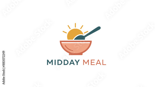 Midday Meal Logo with Bowl and Spoon.