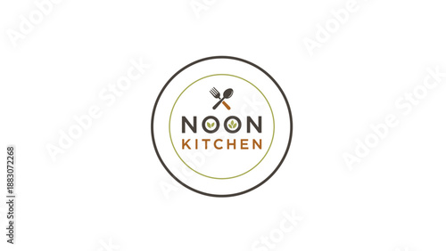 Noon Kitchen Logo Design with Utensils.