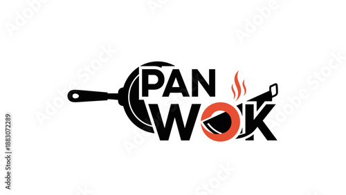 Pan Wok Logo Design with Frying Pan.