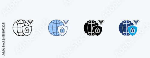 Internet Security Multiple Icon Illustration Vector