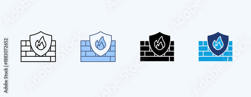 Firewall Multiple Icon Illustration Vector