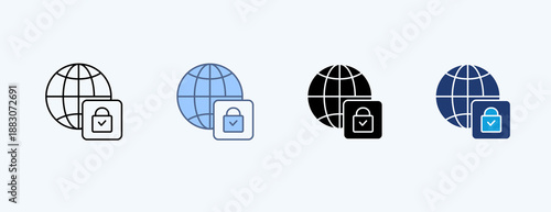 Secure Connection Multiple Icon Illustration Vector
