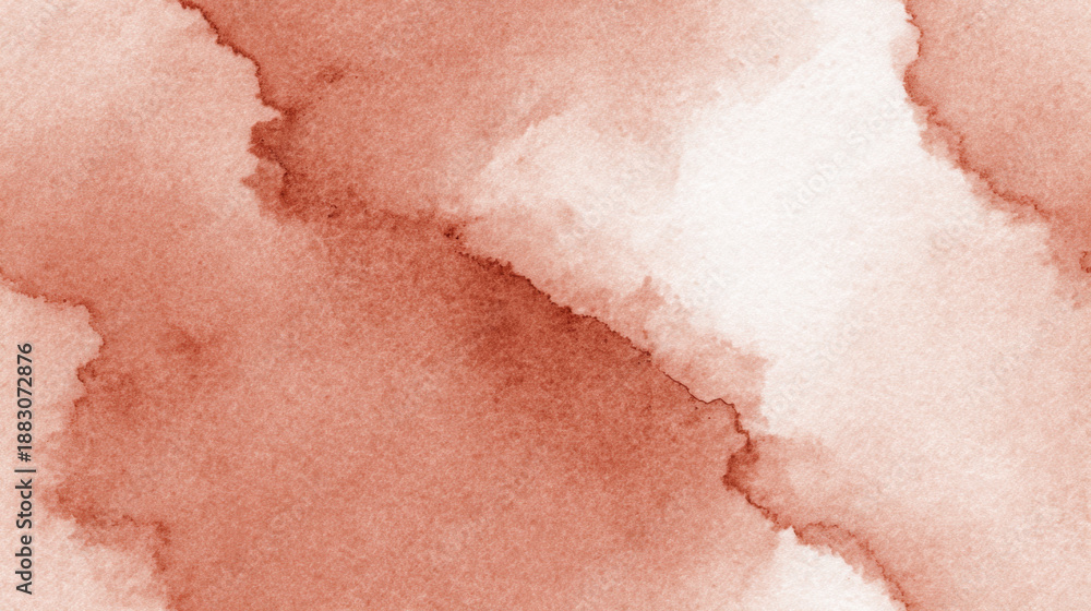 Fototapeta premium Terracotta and ivory watercolor texture with flowing layered washes and delicate transitions forming a calm abstract background with earthy ceramic inspired warmth