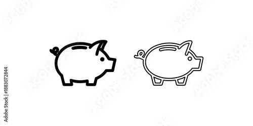 Piggy bank outline symbols for saving money financial planning and investment concept illustration