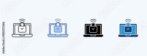 Secure Wifi Multiple Icon Illustration Vector