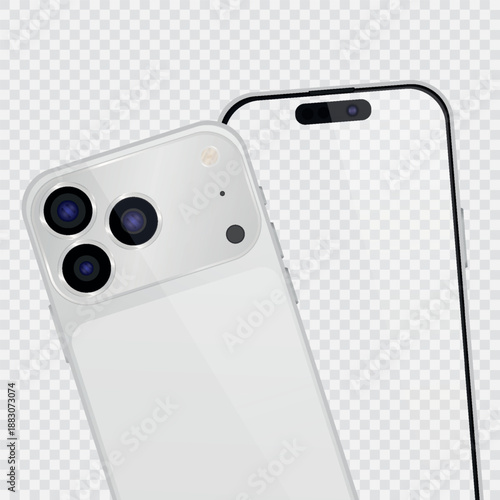 Vector realistic smartphone 17 pro. Realistic gadget set png. Vector electronic device with blank empty screen isolated on transparent background.