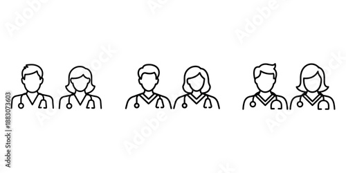 Doctor and nurse avatars with stethoscopes for medical professionals and healthcare team representation in medicine vector illustration