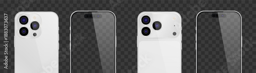 Vector realistic smartphone, 17 pro and 15 pro. Realistic gadget set png. Vector electronic device with blank empty screen isolated on transparent background.