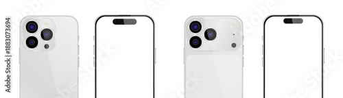 Vector realistic smartphone, 17 pro and 15 pro. Realistic gadget set. Vector electronic device with blank empty screen isolated on transparent background.