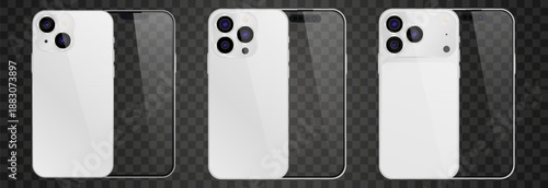 Vector realistic smartphone, 17 pro and 15 pro. Realistic gadget set png. Vector electronic device with blank empty screen isolated on transparent background.