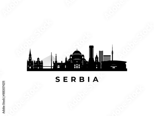 Vector Serbia skyline. Travel Serbia famous landmarks. Business and tourism concept for presentation, banner, web site.