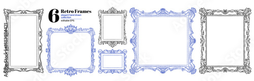 Vintage frame. Antique border. Decorative baroque oval. Vector ornament mirror, picture, photo frame. Victorian ornate, old luxury pattern with scallop decoration. Classic Antique wedding design bg