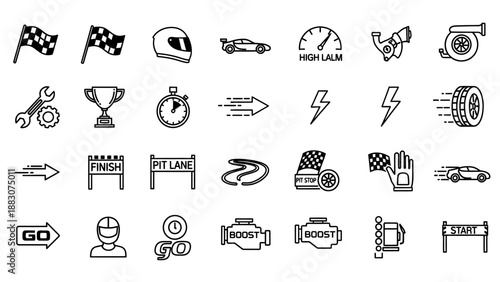 Collection of racing and speed icons.