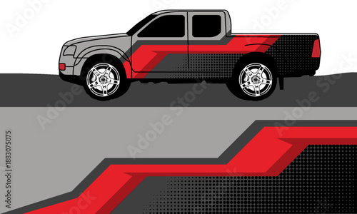 truck and vehicle Graphic vector. Racing background for vinyl wrap and decal