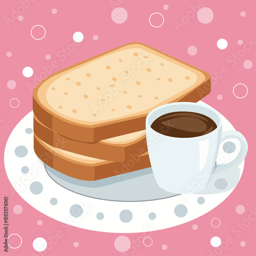illustration sandwich and a cup of coffee