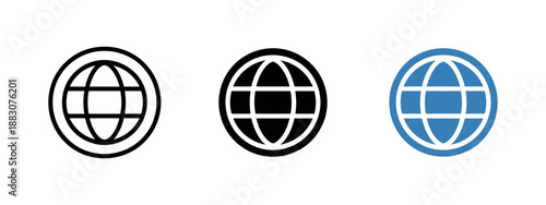 Web Internet Icon Vector Featuring Globe Symbol Representing Global Network, International Communication, and Worldwide Business