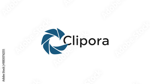 Clipora Logo Design with Camera Shutter.