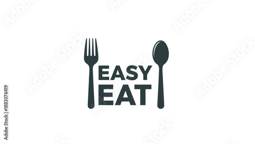 Fork and Spoon with Easy Eat Text.