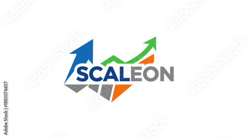 Scaleon Logo with Arrows and Graphs.