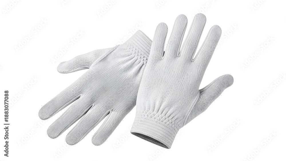 Obraz premium Pair of White Cotton Work Gloves Product Shot Isolated on White Background