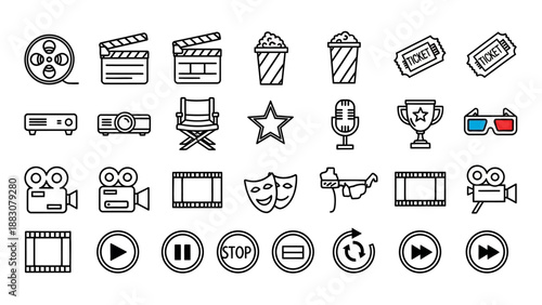 Collection of movie and film icons.