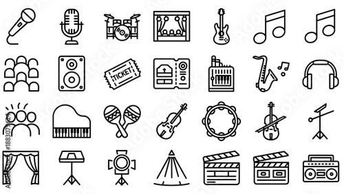 Collection of Music and Entertainment Icons.
