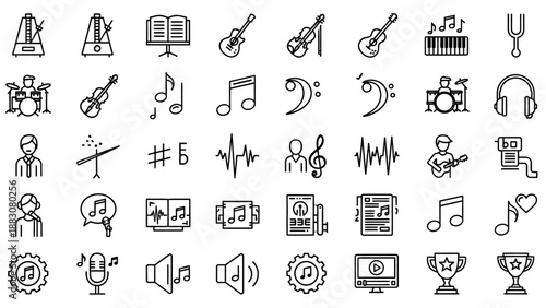 Collection of Music and Media Icons.