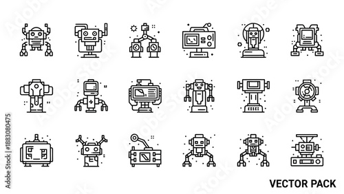 Collection of robot vector illustrations.