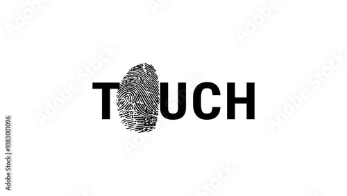 touch inscription ,black isolated silhouette