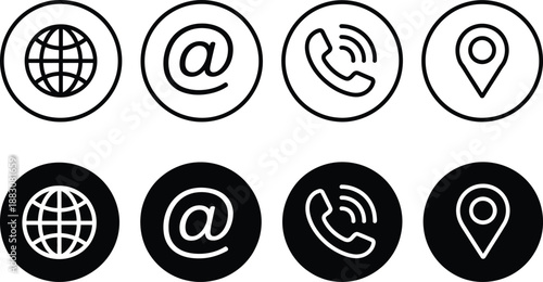 Contact information icons set for website and application