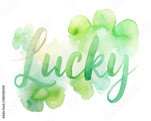 St. Patrick’s Day Typography Watercolor, Lucky Text Isolated
