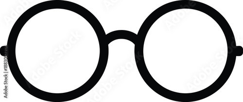 Simple black round eyeglasses silhouette