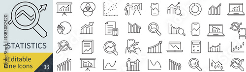 線の編集ができる統計に関するアイコンセット（アウトライン化していない）
