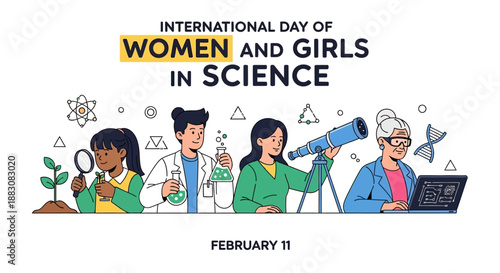 Diverse Women Scientists Celebrating International Day of Women and Girls in Science on February 11