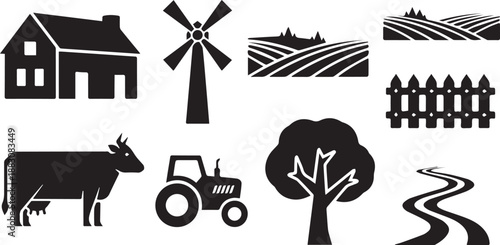 Agriculture and Farming Icon Sect Collection Vector Illustration