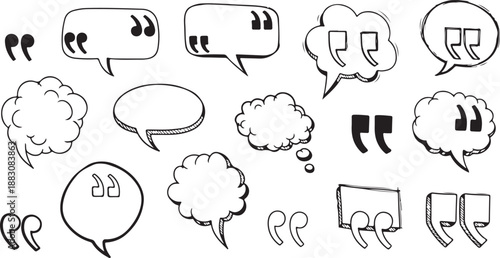 Collection of empty comic speech bubbles with halftone shadows. Hand drawn retro cartoon stickers. Pop art style.
