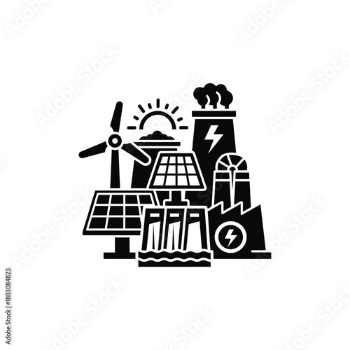 Renewable energy sources including wind, solar, and hydroelectric power