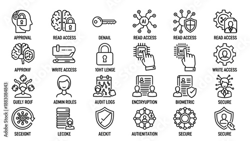 Collection of Security Icons Representing Protection.
