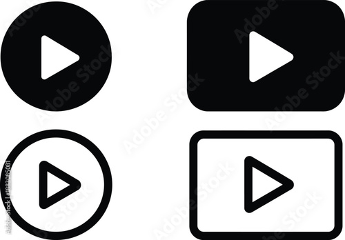 Play button icons set for media player