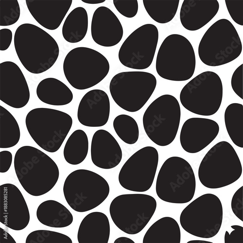 Large smooth abstract form seamless pattern, black on white