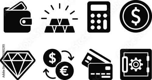 Financial icons set for business and commerce